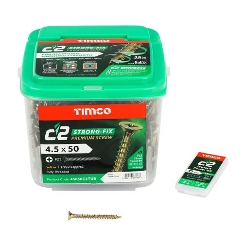 Timco 4.5 x 50 C2 WoodScrews 700/Tub Image 1