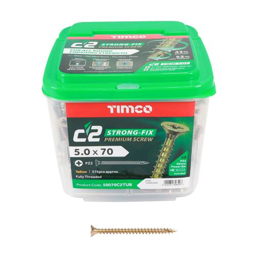Timco 5.0 x 70 C2 WoodScrews 375/Tub  Image 1