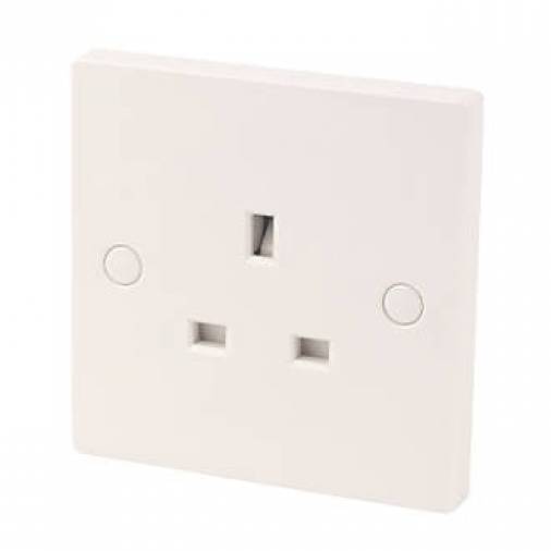 SparkPak E34 1 Gang Unswitched Socket 13A White Image 1