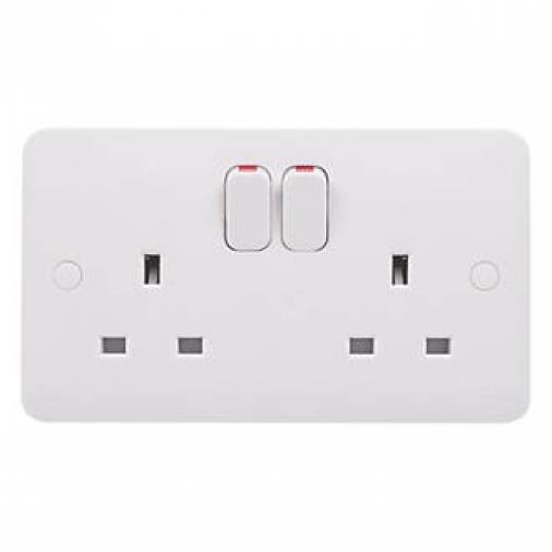 SparkPak E40 2 Gang Switched Socket 13A White Image 1