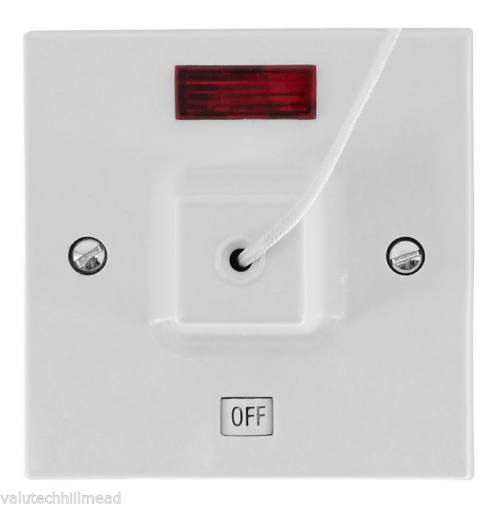 SparkPak E61 Double Pole Ceiling Pull Switch 45A White Image 1