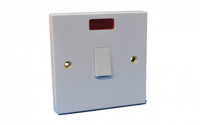 SparkPak E66 Double Pole Switch with Neon 20A White Image 1
