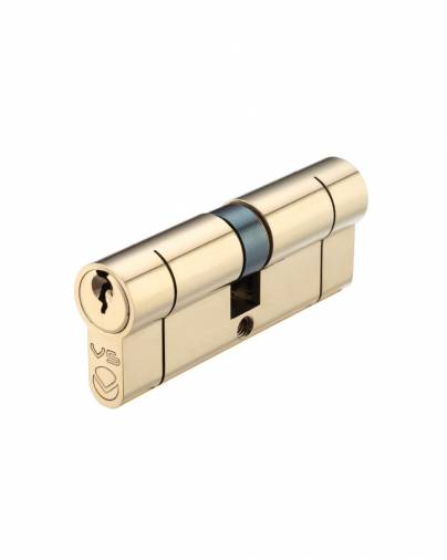 Vier 5-Pin Double Euro Cylinders - Offset - Polished Brass Image 1