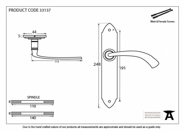 Black Gothic Curved Sprung Lever Latch Set Image 2