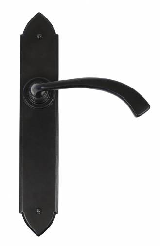 Black Gothic Curved Sprung Lever Latch Set Image 1