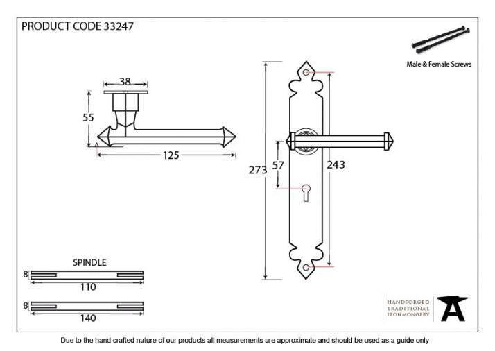 Black Tudor Lever Lock Set Image 2