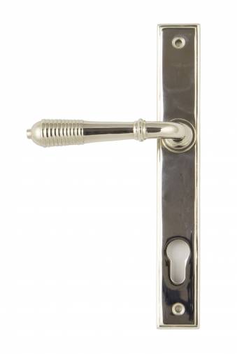 Polished Nickel Reeded Slimline Lever Espag. Lock Set Image 1