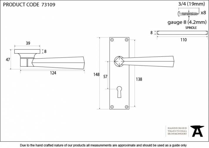 Black Straight Lever Lock Set Image 2