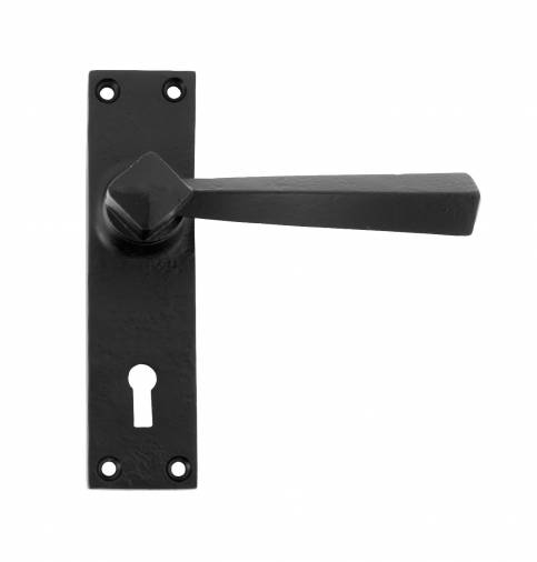 Black Straight Lever Lock Set Image 1
