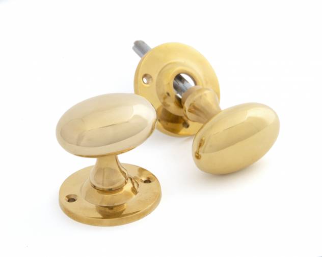 Polished Brass Oval Mortice/Rim Knob Set Image 1