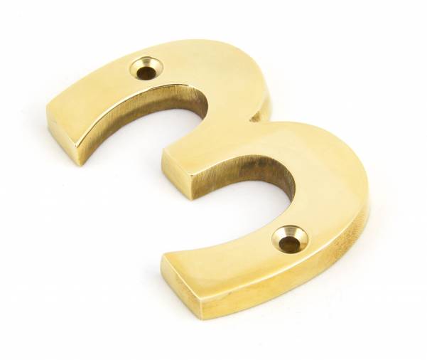 Polished Brass Numeral 3 Image 1