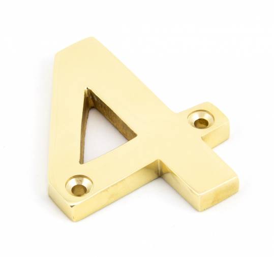 Polished Brass Numeral 4 Image 1