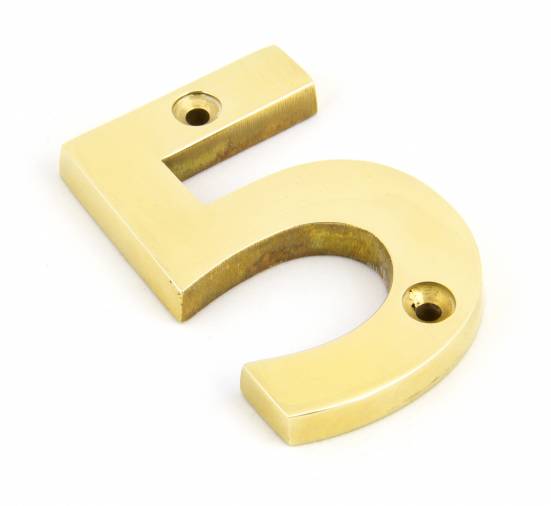 Polished Brass Numeral 5 Image 1