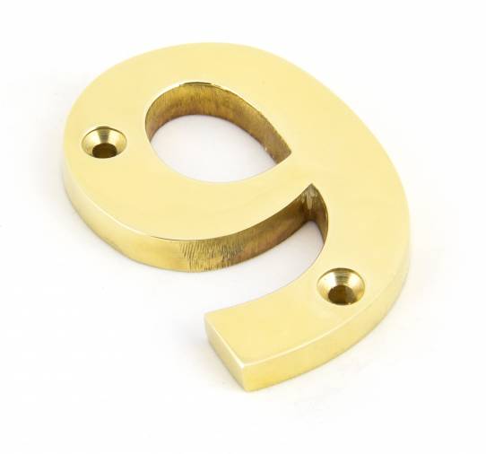 Polished Brass Numeral 9 Image 1