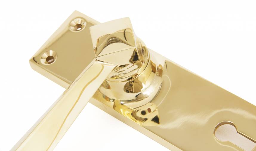 Polished Brass Straight Lever Lock Set Image 2