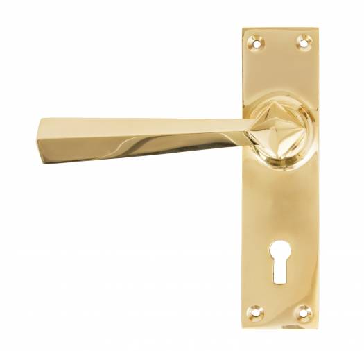 Polished Brass Straight Lever Lock Set Image 1