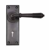 Aged Bronze Reeded Lever Lock Set Image 1 Thumbnail