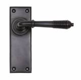 Aged Bronze Reeded Lever Latch Set Image 1 Thumbnail