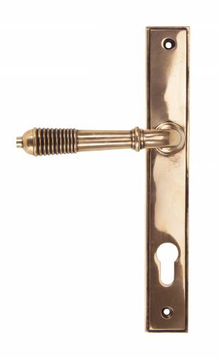 Polished Bronze Reeded Slimline Lever Espag. Lock Image 1