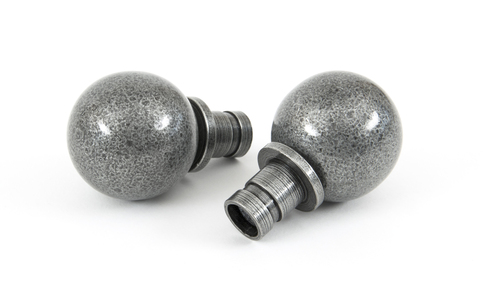 Added Pewter Ball Curtain Finial (pair) To Basket