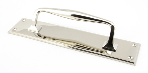 Added Polished Nickel 300mm Art Deco Pull Handle on Backplate To Basket