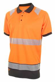 Added B-Seen HVTT010ORBL Two Tone Short Sleeve Polo Shirt - Orange/Black To Basket