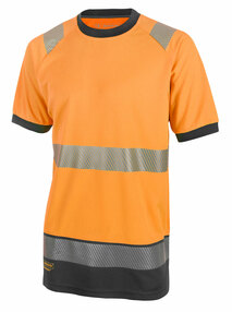 B-Seen HVTT001RBL Two Tone Short Sleeve T-Shirt - Orange/Navy | SIIS