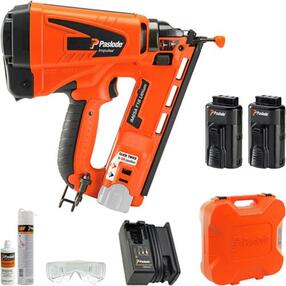 Added Paslode IM65A Angled F16 Gas Finishing Brad Nailer w/ 1 x 2.1Ah Batteries  To Basket